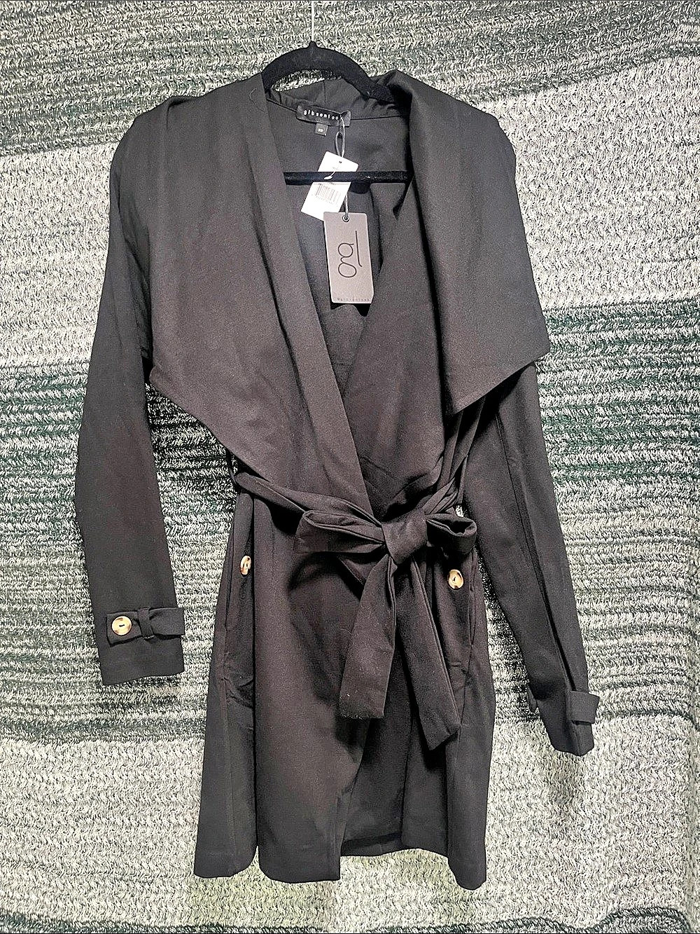 gibsonlook Wrap Trench Coat in Black Size XS NWT